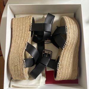 Celine black leather platform espadrilles size 38